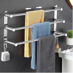 ANBOO Towel Rail Wall Mounted Self Adhesive Towel Rail SUS304 Stainless Steel 43-75cm Adjustable 3 Tier Towel Rack for Bathroom and Kitchen 2 Installation Methods