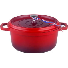 Kamberg 0008189 – Round Casserole Dish 28 cm Diameter Flamed Red – Cast Aluminium – Stone Effect Coating – Suitable for All Types of Cookers Including Induction – PFOA-Free, Aluminium