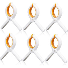 6 Pieces Beach Towel Clips, Non-Slip Towel Clips, Large Clothes Pegs, Plastic, Sun Lounger Clips, Large Strong Grip Clothespins for Clothesline, Laundry, Pool,