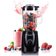 ZEEGMA GRAND VITAMINE BASE Multi-Purpose Stand Mixer Peak Power of 1829 W, Cup Mixer with 2.2 L Glass Jug, 5 Speeds, 3 Operating Modes, 6 Knives, Ice Crushing, Smoothie