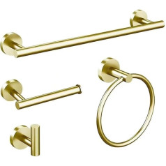 Badezimmer-Set, Badezimmer-Set, 61 cm, Handtuchhalter, Toilettenpapierhalter und Haken, SUS 304 Edelstahl, Badezimmer-Hardware-Set (gebürstetes Gold)