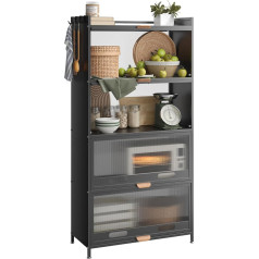 NETEL Rustproof 5-Tier Standing Kitchen Shelf, Kitchen Cabinet with Wheels and Feet, Microwave Cabinet, Baker's Shelf, Standing Shelf, Storage Shelf for Kitchen, Living Room with Visible Doors,