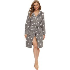 Mnemo Bathrobe Women's Kimono Women's Long Sleeve Bathrobe Hood Women's Dressing Gown Women's Fluffy Women's Sauna Gown with Hood and Pockets