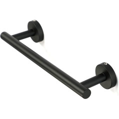 30 cm Bath Towel Rail Stainless Steel Matt Black Towel Rail Wall Mounted Towel Holder for Bathroom Kitchen Toilet