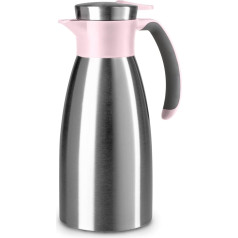 Emsa Soft Grip N4120300 Insulated Jug, 1 Litre, Stainless Steel, 12 Hours Hot + 24 Hours Cold, Leak-Proof, Non-Slip Handle, Powder Pink Colour