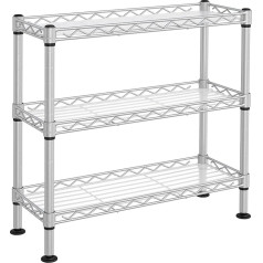 SONGMICS 3 Tier Spice Rack Kitchen Organiser Metal with PP Panels Adjustable Shelf 15 x 40 x 39.5 cm Matte Silver LGR025E01