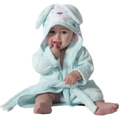 Ti TIN Children's Bathrobe with Hood, Baby Bathrobe from 1 to 2 Years, 100% Cotton in Grey, Soft and Absorbent, in Grey Rabbit Ear Design