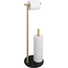 SAYAYO Standing Toilet Paper Holder, Standing Toilet Paper Holder with Tempered Glass Base, Black and Replacement Roll Holder, Stainless Steel Toilet Paper Holder for Bathroom and Toilet Room,