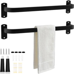 MOUYAT Handtuchhalter zur Wandmontage, Küchenhandtuchhalter mit Befestigungsschrauben, Edelstahl, Handtuchhalter für Badezimmer, Küche, 40 cm, Schwarz, 2 Stück
