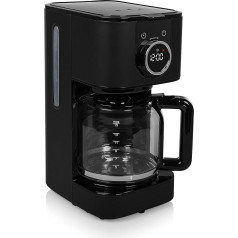 Elegant Stainless Steel Coffee Machine in Black with WiFi Connectivity & Timer - Suitable for 10 to 15 Cups