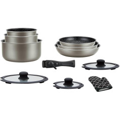 HAGEN, Stoneware set, removable handle, 11 pieces, carbon, non-stick coating, all burners, induction included, HA5026-CAR