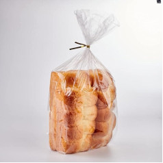Lesi Bread Loaf Plastic Bags - 200 Clear Gusseted Plastic Bags with Ties (Pack of 200)