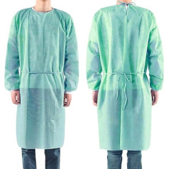 Green Disposable Insulated Bathrobe 10 Pack Long Sleeve Green