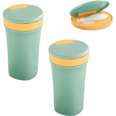 IGTOPS Microwave Soup Cup, Cereal Cup with Lid, Storage Jar with Lid, Yoghurt Cup To-Go, Microwave-Safe Food Storage Container, 400 ml (2 Pieces, Green)