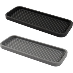DINGFENG Sink Silicone Sponge Holder Kitchen, 2 Pieces Soap Pieces Drip Mat, Flexible Multi-Purpose Kitchen Sink Organiser, Sink Organiser Black, Sink Organiser for Bathroom, Jewellery etc
