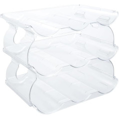 Granvoo 3 Tier Bottle Holder Stackable, Bottle Rack up to 9 Bottles, Wine Bottle Holder, Plastic Wine Rack, Bottle Holder, Transparent Bottle Organiser for Cupboard, Refrigerator, Pantry