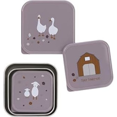 LÄSSIG Snack Box Set of 3 Stainless Steel Tiny Farmer Lilac