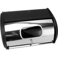 Jeanoko Bread Storage Container, Bread Bin Made of Iron, Multifunctional, Slim, Large Capacity for Home (Black)