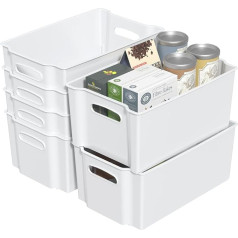 Qqbine 6 x White Plastic Open Stacking Freezer Storage Boxes