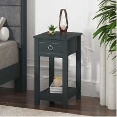 Galano Laurel Bedside Table, Side Table with Drawer, Stylish Organiser & Storage Cabinet for Bedroom, Hallway & Entrance Area - Blue Grey