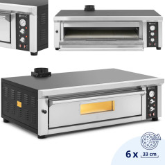 Elektriskā picu krāsns ar šamotu, 6 picām, diametrs 33 cm 400 V 6600 W
