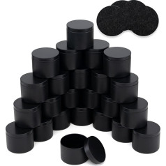Quikobo Candle Tin 24 Pieces (Pure Black), Candle Container, 120 ml Empty Candle Container for Candles DIY Set, Candle Jars for Candle Making or Candle Making