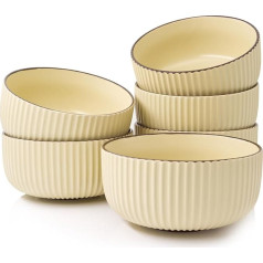 HEISE & DÜWEL I Bowls Set of 6 Beige I 850 ml I Cereal Bowls Large I Bowl Set I Soup Bowls I Ramen Bowl Set I Smoothie Bowl I Soup Bowl I Stoneware Tableware Set Yellow