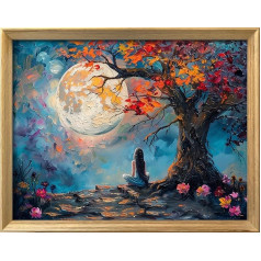 DIY Cross Stitch Kit: Complete Range of Pre-Printed Starter Kits for Beginners - Girls Under the Tree 52 x 40 cm