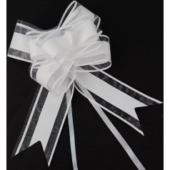 AWCIGG® Pack of 100 White Bows Large White Decorative Bow Wedding Bow Pull Bow with Gift Ribbon for Wedding, Car, Birthday, Gift Bags, Gift Baskets