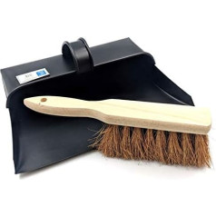 Black Hooded Metal Dust Pan and Soft Brush Dustpan Ash Box Traditional Dustpan and Brush