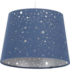 Relaxdays Children's Room Lamp Stars, Hanging Pendant Lamp with Starry Sky Motif, Children, Round Fabric Shade, Choice of Colours