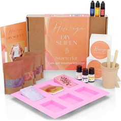 Hiwaga DIY Soap Making Set for Adults, Starter Kit for Creative Soap Making, Soap Making Set Adults, Complete Set Including Raw Soaps, Colours, Fragrance Oils and Silicone Mould