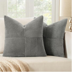 MIULEE Cushion Covers Set of 2, 50 x 50 cm, Dark Grey Cushion Covers, Sofa Cushion, Decorative Cushion, Boho Couch Cushion, Corduroy, Decorative Cushion Cover for Sofa