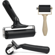3 Pieces Brayer Roller for Crafts, Printing Roller, FOCCTS Art, Screen Roller, Rubber Roller, Paint Roller, Glue Roller, Printmaking, Brayer with Brush, Ink Applicator, Art, Craft,