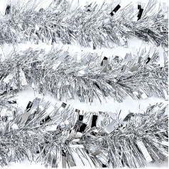 Luxury Tinsel - Many Colours: 6 Strands, 2 Metres Per Strand (Silver)