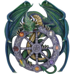 Nemesis Now Magical Dragon Pagan Wheel of The Year Wall Plaque, Green, 30 cm Anne Stokes Wall Sign with Magic Dragon, Pagan Wheel of the Year, Green, 30 cm, Resin, 13 L x 3.9 W cm