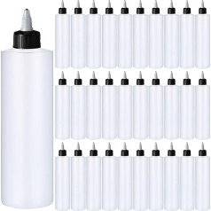 Irenare Kunststoff-Quetschflaschen für Saucen, leere Spritzflasche mit Deckel, Ketchup-Quetschflasche für Gewürze, Grillen, Dressing, Farbe, Werkstatt, Handwerk, Schwarz, 473 ml, 30 Stück