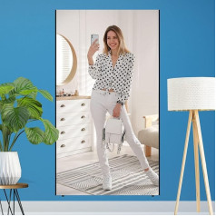 brisafe Full Body Mirror Unbreakable & Modern I Gym Mirror 180 x 100 cm Large I Thin Aluminium Frame in Black I Standing Mirror Shatterproof & Lightweight I Wall Mirror for Hanging