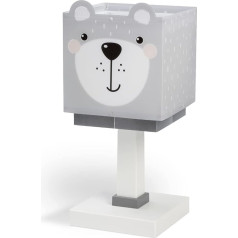 Dalber Children's Table Lamp, Bedside Lamp, Little Teddy Bear Animals, Grey, 64571, E14