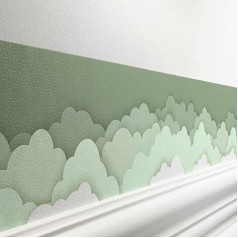 LOVELY LABEL Self-Adhesive Border for Children's Room – Wall Border Children's Room Baby Room 450 x 11.5 cm – Wallpaper Border as Wall Decoration Girls Boys Papercut Clouds Green