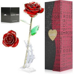 ELEUTH 24K Gold Rose, Eternal Rose Gifts for Women, Gold-Plated Preserved Rose with Stand, Gift Box, Birthday Gift for Women, Girlfriend, Wedding Day, Valentine's Day, Mother's Day Gifts for Mum