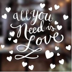 Stickers4 All You Need is Love Static Cling Window Sticker Valentines Day Seasons Window Decoration for Retail Stores, Homes and Shops. Made in the UK