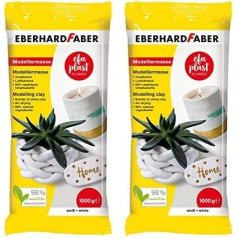 Eberhard Faber 570101 EFAPlast Classic Modelling Clay in White, Content 1000 g, Air-Hardening, Clay-like, Creative Craft Fun for Small and Large Artists (Pack of 2)