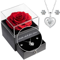 Yamonic Eternal Rose with Necklace, Infinity Roses Gifts for Women, 925 Sterling Silver Women's Necklace, Birthday Gift for Women, Valentine's Day Gift, Preserved Real Rose Jewellery, Sterling Silver