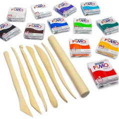 FIMO Soft Modelling Clay Professional Set -12 x 57g + 7 Pro Moulding Instruments