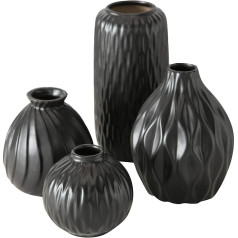 4 x Zalina vases, height 9-20 cm, material: porcelain, black