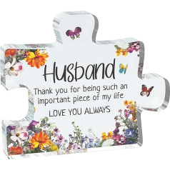 Husband Gift - Important Piece - Acrylic Puzzle Sign Keepsake Gift for Husband 100mm x 100mm Christmas Birthday Gift from Wife Partner