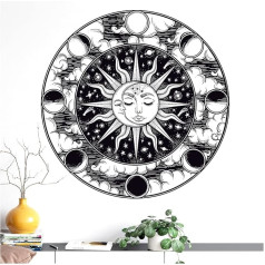 Grandora DL647-4 Wall Sticker Sacred Geometry Moon Wall Picture Sun Wall Decoration Bedroom Living Room Hallway Wallpaper Self-Adhesive Vintage