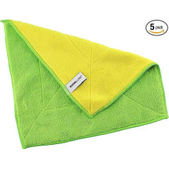 Kochblume Microfibre Cloth Set, 5 Pieces, Premium Microfibre, Set in Colourful Box (Green/Yellow)