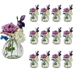 Casavetro 12 x Small Vase, Flower and Table Vase, Decoration, Wedding Party Set, Bottle Glass, Clear (12 Pieces Prime) (Pumpkin OK)
